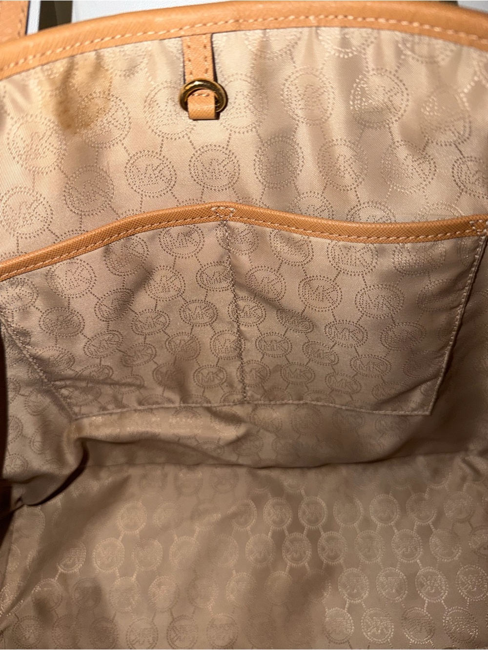 Michael Kors Camel Saffiano Leather Tote with Gold Hardware - Picture 15 of 16